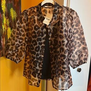 Leopard Print Sheer Blouse